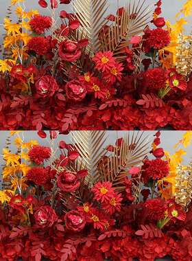 新款婚ltao1002庆地排花花蓝色真花婚礼置布装饰排t台路引仿花艺