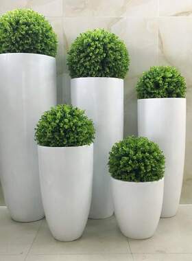玻璃钢组合圆花盆简约美陈花器绿植商场酒店装饰摆件落地大花瓶
