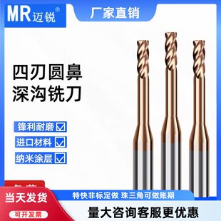 钨钢深沟圆鼻铣刀钢用长颈避空加长牛鼻刀合金铣刀D1R0.2 D2R0.5