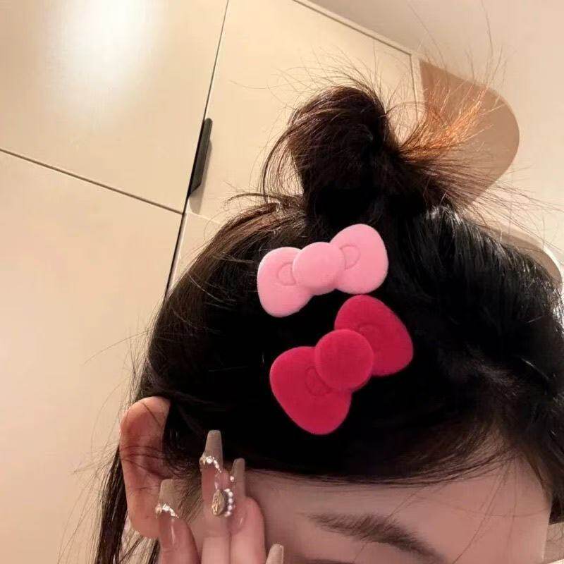 粉色kitty蝴蝶结发夹发卡女可爱夹子侧边夹刘海夹bb夹少女心发饰