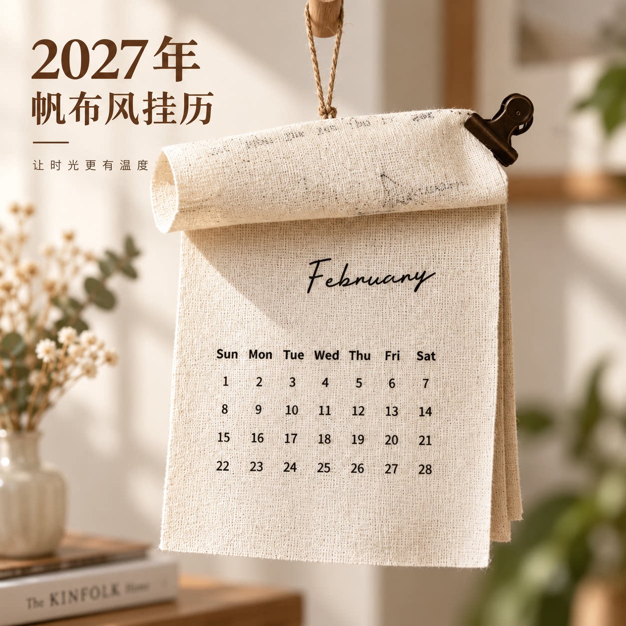 2027新款帆布挂历ins简约日历本										