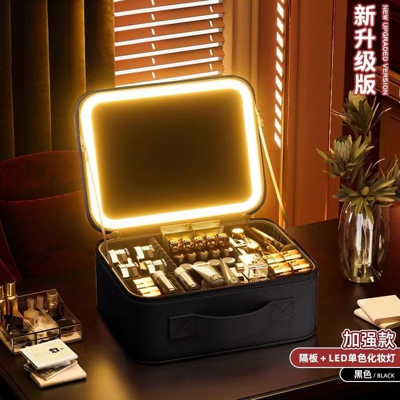 高端带镜子化妆包女大容量