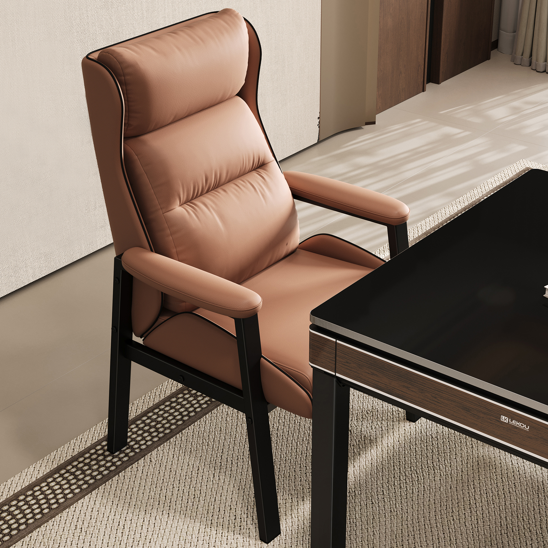 麻将机椅子棋牌椅高靠背科技感