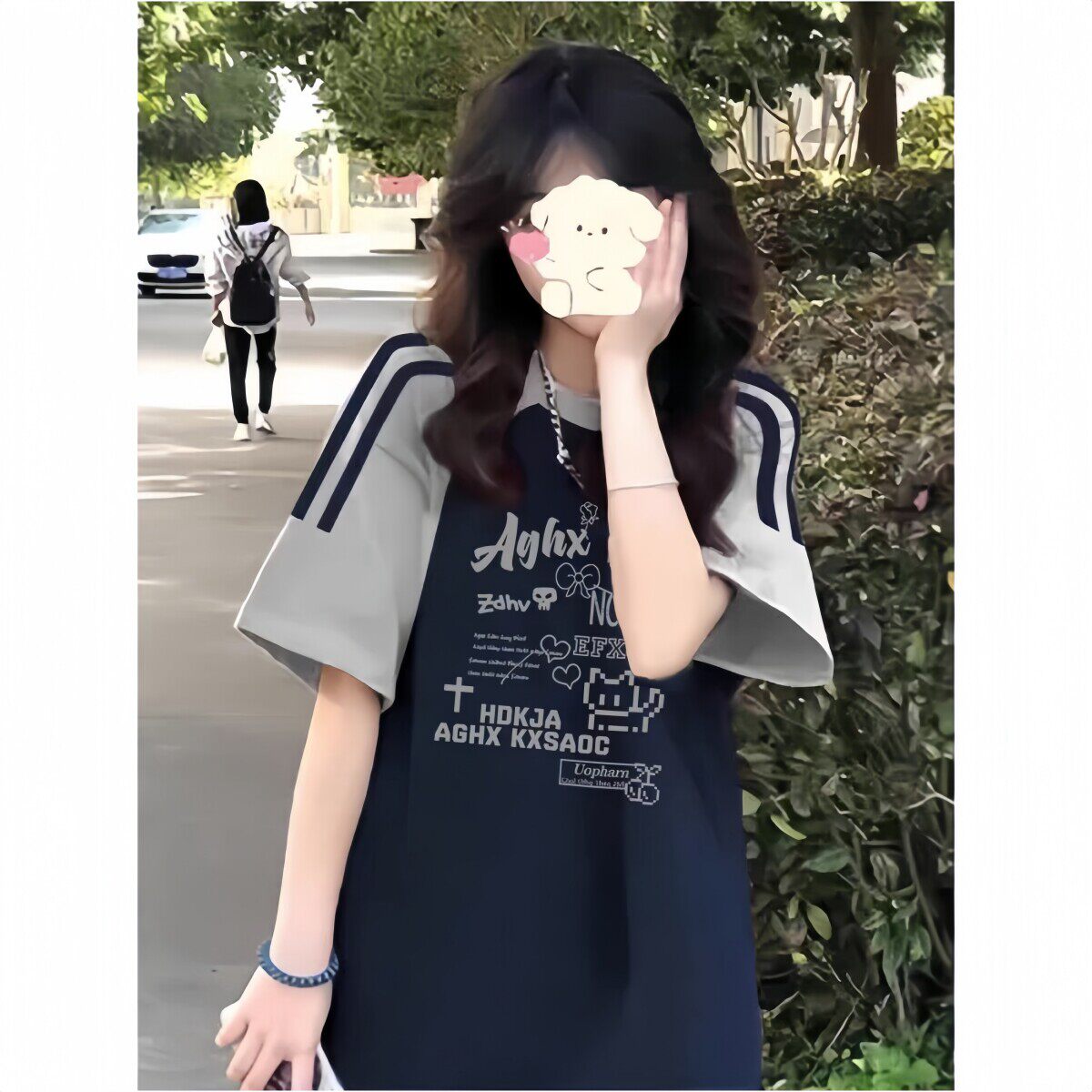 美式条纹纯棉短袖t恤女大童2026夏装爆款初中高中学生宽松上衣服