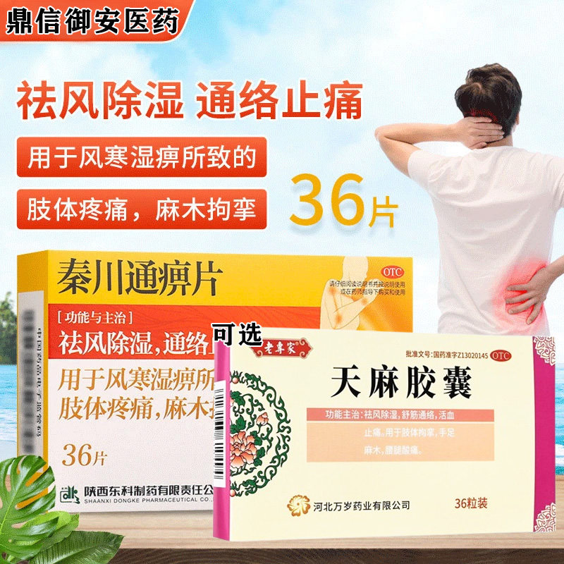 秦川通痹片药王山搭天麻胶囊官方店正品风湿关祛风除湿活血通络G