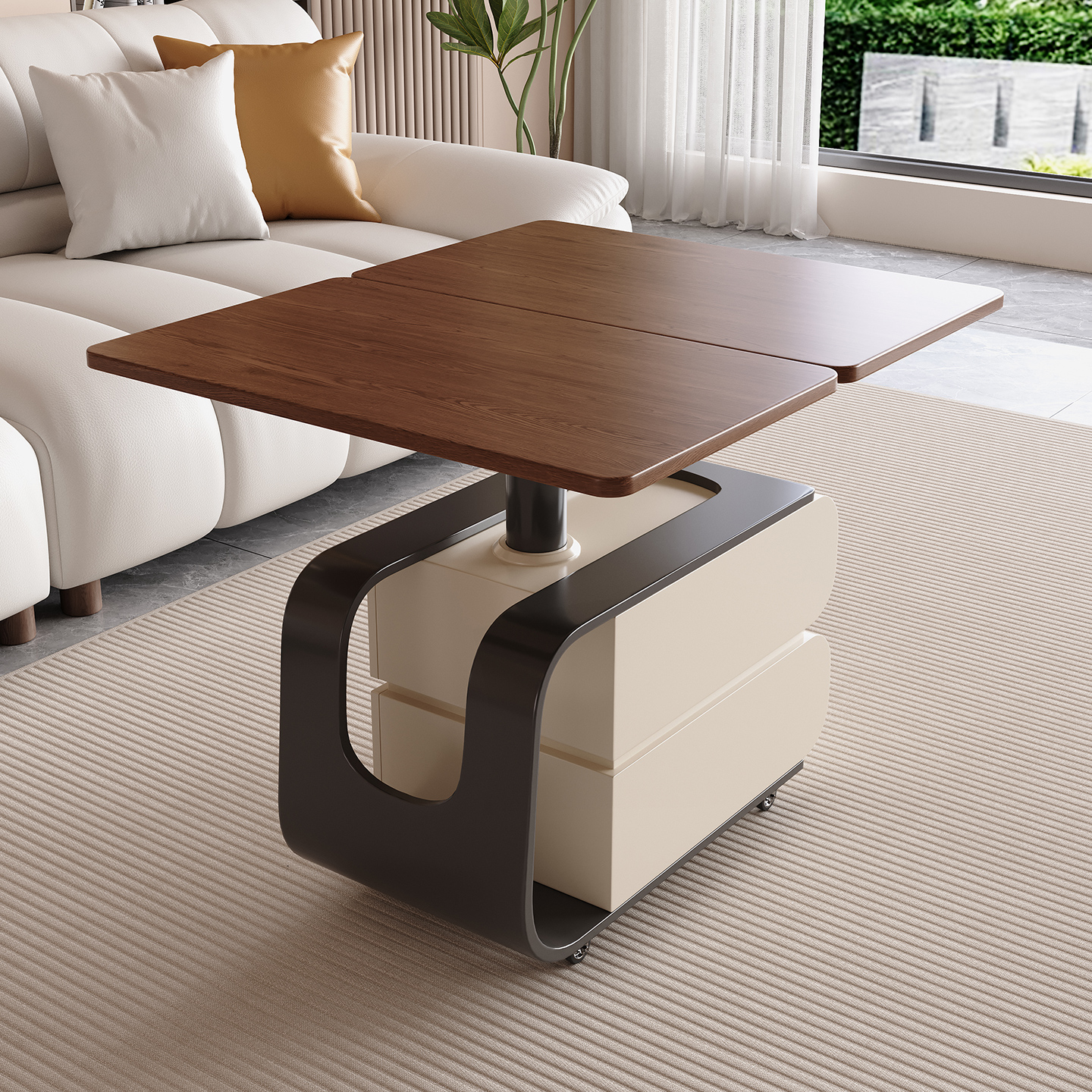 中古风极简可移动升降小茶几