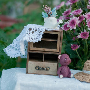 6分 BJD 小布 娃屋 仿实木做旧 置物柜 鞋柜 堆积式小柜 材料包