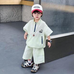 男童夏季套装2026新款韩范痞帅小男童装夹克衫儿童夏薄款短袖衣服