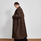 NO宽松直身棕色羊毛混纺长呢大衣气质休闲时尚 NOD NOT 大衣