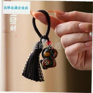 虹木马上有c钱汽车钥匙扣挂件檀马车挂手工雕刻包包挂饰情侣礼物.