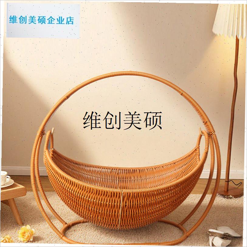 l网红彷藤手工编织猫窝宠物狗窝新款帆船形摇摇R篮猫床猫咪秋千吊