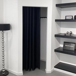 黑色服装店拱形门帘定制窗帘试衣间更衣室设计师店铺丝绒隔断logo