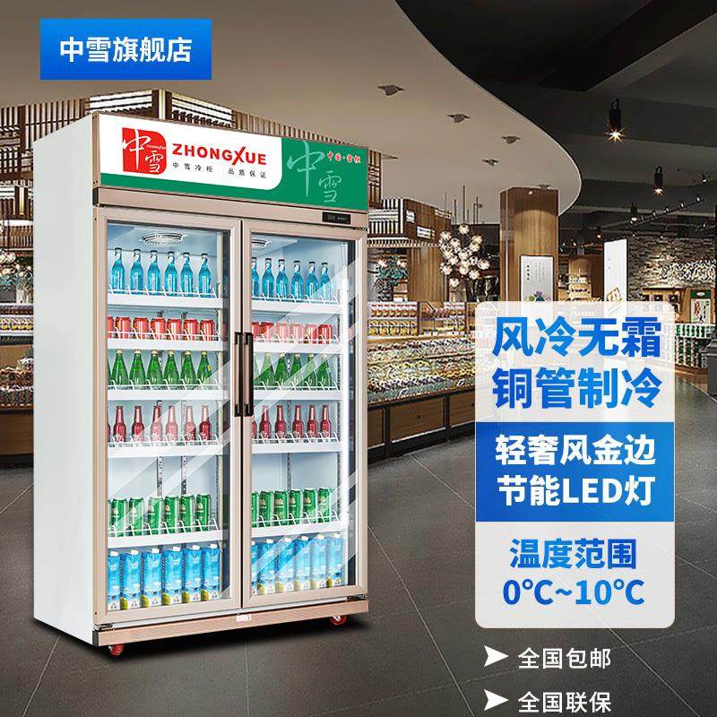 中雪风冷无霜展示柜玻璃门冰柜冷藏保鲜双门商用立式冷柜啤酒饮料