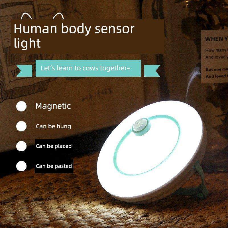 智能无线人体传感器自动Led夜灯可充电电池式声控走廊浴室磁墙灯