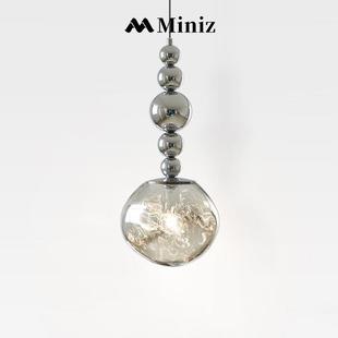 复古轻奢水晶小吊灯北欧吧台吊灯意式极简卧室吊线灯床头熔岩护眼