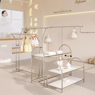 服装店展示架不锈钢陈列架落地中间摆放双排中岛架高低流水台货架