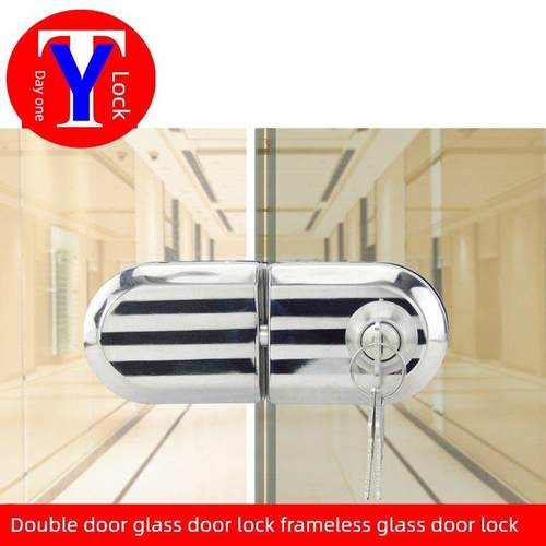 华金108A 108C双扇玻璃门锁无框玻璃门锁圆柱形中小锁
