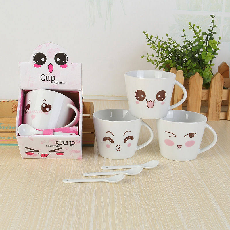 中号280ml可爱卡通笑脸马克杯牛奶咖啡杯子公司活动小礼品,餐饮具,马克杯,淘宝优惠券,粉丝福利购,淘宝优惠卷