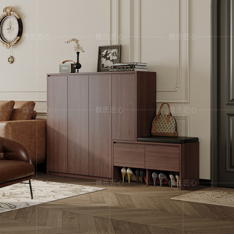 中古风全实木鞋柜收纳柜一体靠墙法式复古家用入户玄关储物柜鞋柜,住宅家具,鞋柜,淘宝优惠券,粉丝福利购,淘宝优惠卷