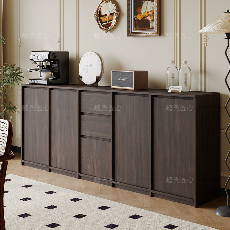 中古风实木餐边柜储物柜客厅靠墙一体法式复古骨骼线条矮柜收纳柜,住宅家具,餐边柜,淘宝优惠券,粉丝福利购,淘宝优惠卷