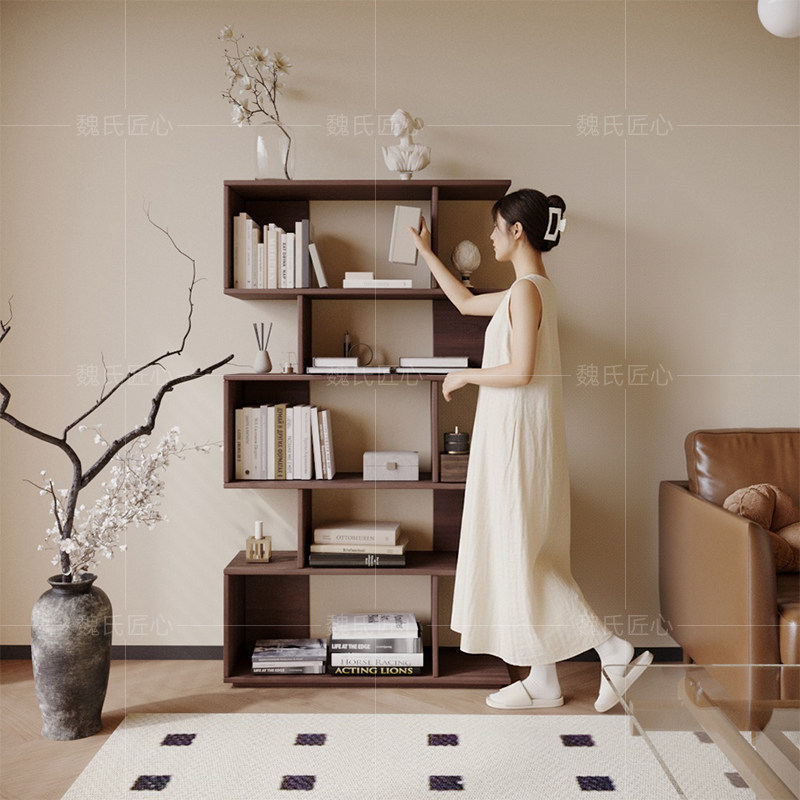 中古风实木书柜落地式靠墙置物架家用展示收纳储物柜客厅隔断书架,住宅家具,单个书柜,淘宝优惠券,粉丝福利购,淘宝优惠卷