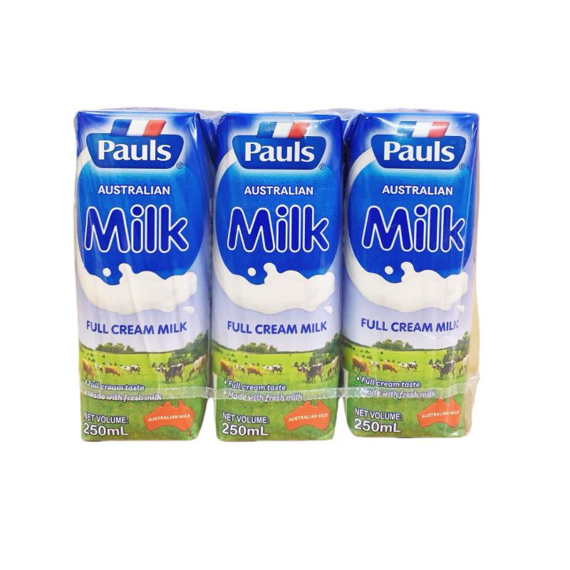 保利 Pauls澳大利亚原装进口全脂/脱脂纯牛奶250mL*6瓶（一组）