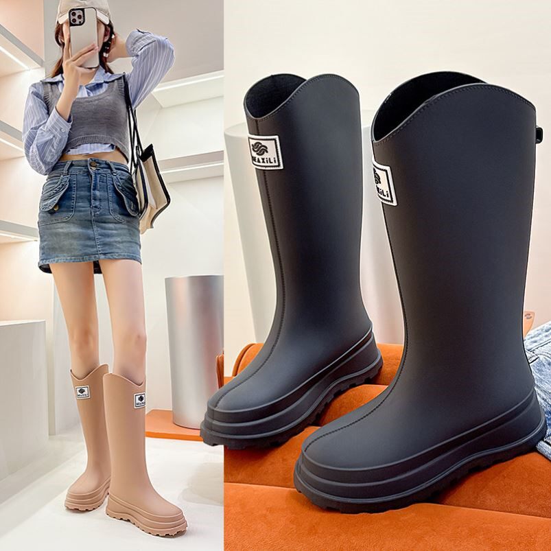 高筒雨鞋女款时尚外穿工作耐磨水鞋厨房防水防滑雨靴赶海长筒胶鞋