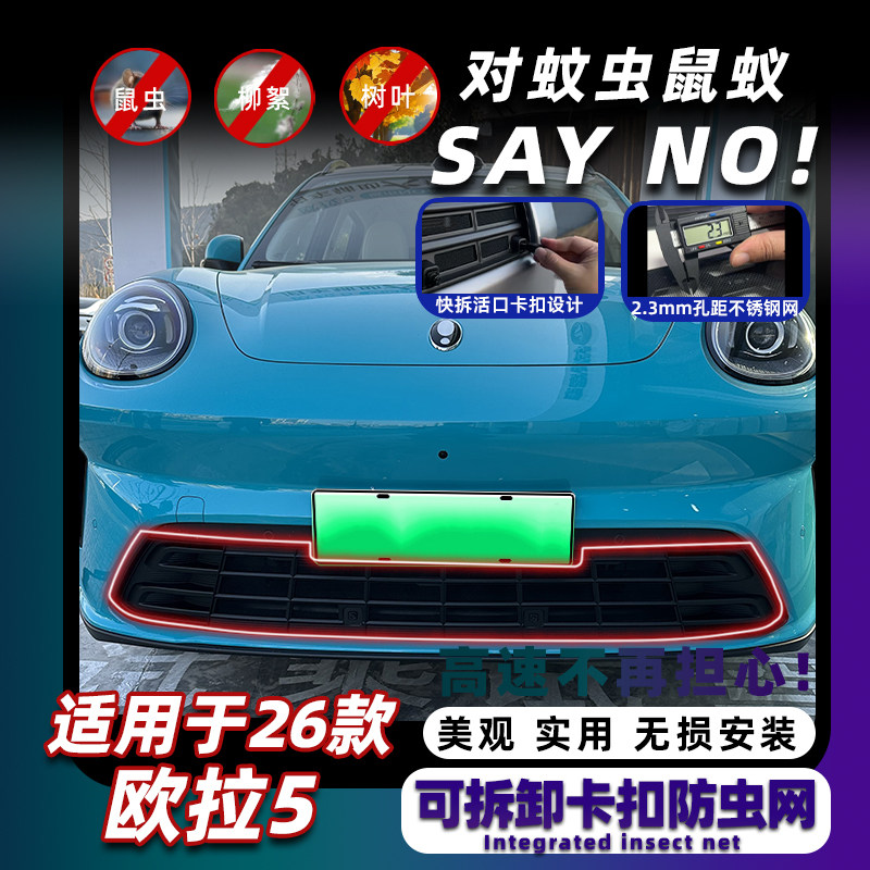 适用于26款欧拉5防虫网卡扣式中网保护防尘柳絮罩改装饰专用配件,汽车用品/电子/清洗/改装,汽车防虫网,淘宝优惠券,粉丝福利购,淘宝优惠卷