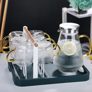 厂家竖纹冷水壶家用玻璃凉水壶果汁壶扎壶晾凉白开水壶