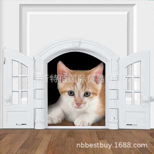 热销French Cat Door 法式宠物自由进出双开门 ABS猫门狗门洞