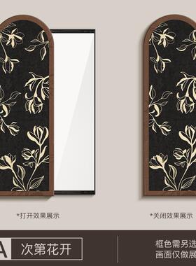中古风装隐藏式全镜饰画法式复古玄关挂试衣画镜隐形可推拉575534
