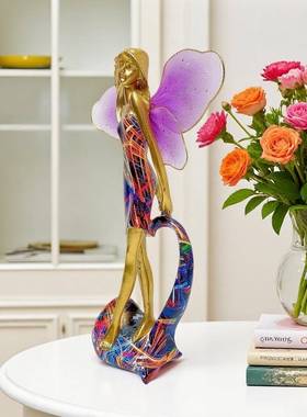 新款创AG225385可爱蝶花仙子蝴精灵摆件庭院花园阳台意景装饰树脂