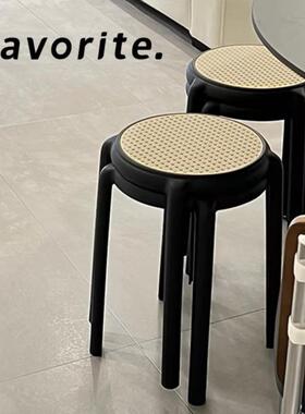 凳子凳用可叠放餐厅备用塑中料餐桌家简约出租xfw6r3fR房椅子古藤