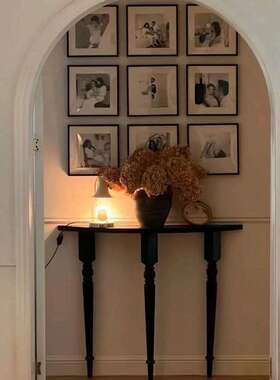 形轻奢简仿靠实木玄弧关桌现代入户走廊展示台家用Z960H265客厅墙