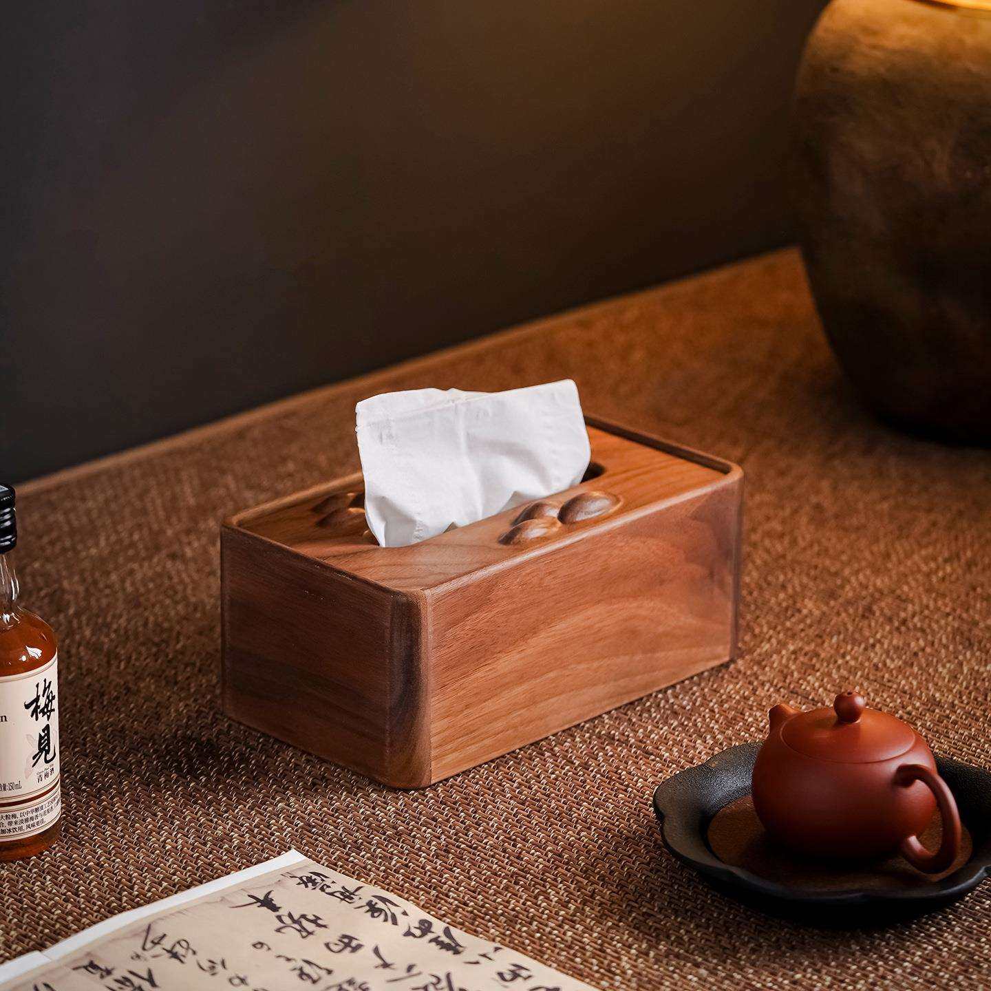 黑胡桃木黑胡桃纸意创实木客纸盒家用厅茶巾桌摆件木抽纸盒长方形,收纳整理,纸巾盒,淘宝优惠券,粉丝福利购,淘宝优惠卷