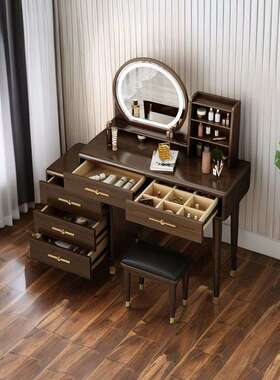 中式奢梳妆56565台新中轻实木卧室复多功能伸缩胡桃一式体抽屉化