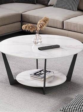 极简圆形岩板几TB667995客厅家茶用设师小茶几轻奢现计代茶几双桌