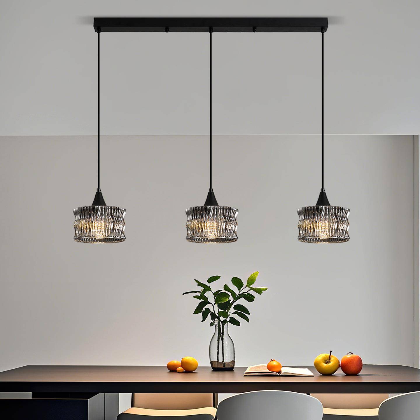 意式极简吧台餐用厅玻5璃吊灯家卧室235床头护眼波纹艺灯术吊线灯