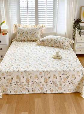 保小清新韩版花全棉床单床笠单件套纯棉席梦枕思护套儿童床-JS996