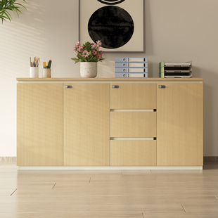 文件柜矮柜木质免拉手带锁抽屉资料柜储物柜茶水柜办公室落地柜