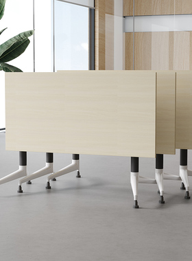 折叠培训桌椅组合可拼接翻板桌移动长条桌带轮子多功能办公会议桌