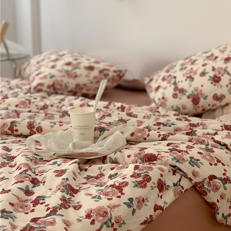 极速梨梦 干枯玫瑰 a类可裸睡纯棉E针织棉四件套全棉床单被套床品