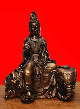 极速文殊普贤菩萨佛像摆件坐像铜像家用供奉佛堂T寺庙华严三圣神