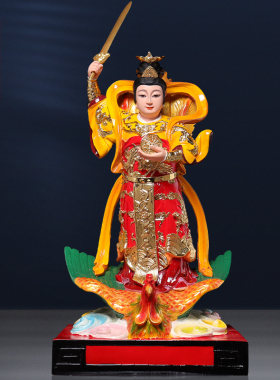 新品树脂站九天玄l女神像供奉摆件圣母娘娘踏凤宝剑葫芦道家用牝