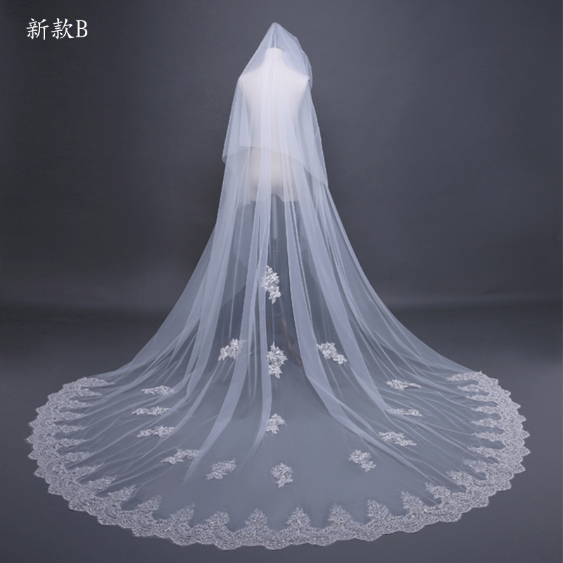 极速头纱新娘婚纱礼服欧式复古头纱 E2019新款超长加宽新娘结婚大