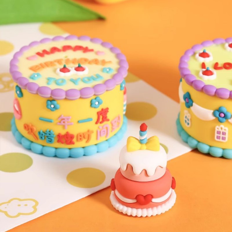 极速网红软胶仿真立体迷你小w蛋糕装饰摆件儿童男孩女孩生日装扮