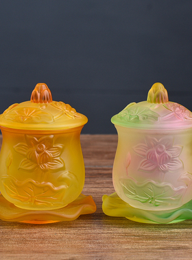 极速琉璃供水杯供k佛杯家用佛前净水杯供奉观音仙家莲花敬神供杯