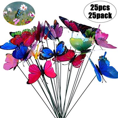 极速25pcs Bunch of Butterflies Garden Yard Planter VColorful