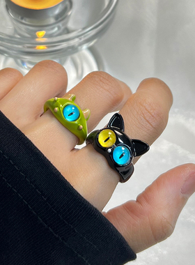 极速天然c猫眼石戒指女大学生饰品日韩风送女朋友礼物新潮时尚个