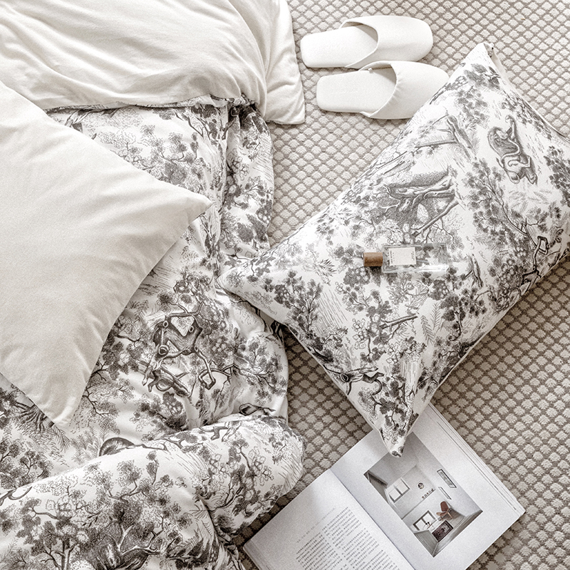 极速法式复古超柔针织天竺棉四件B套纯棉全棉100裸睡被套床单床笠